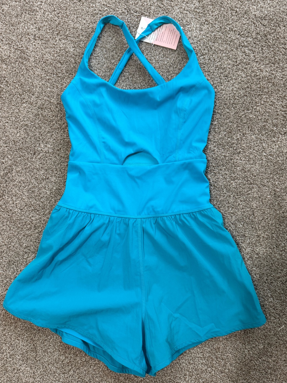 Women’s Athletic Shorts Romper in Bright Teal